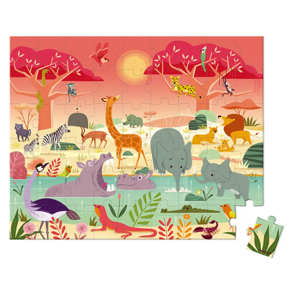 New Puzzle Reserva De Animales: 54 Piezas Puzzles Y Encajables