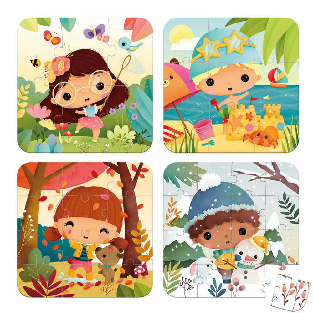 Outlet Set De 4 Puzzles Evolutivos: Las Estaciones Puzzles Y Encajables