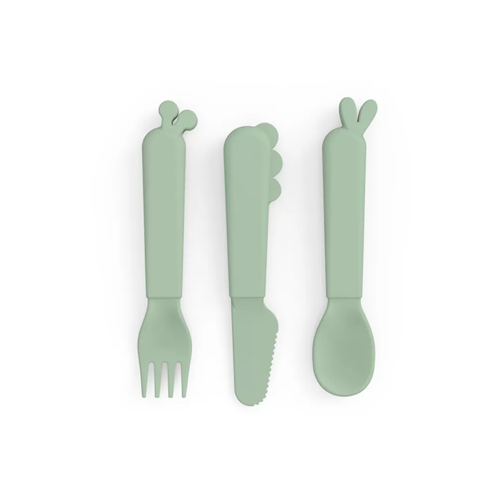 Clearance Set De Cubiertos Deer Friends Verde Vamos A Comer